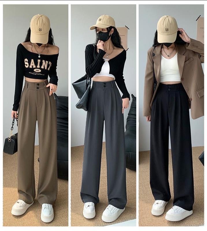 WIDE LEG HIGH WAISTE DOUBLE BUTTON PANTS