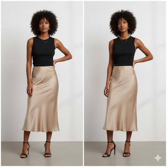 Midi Slip Skirt Fish tail Korean style