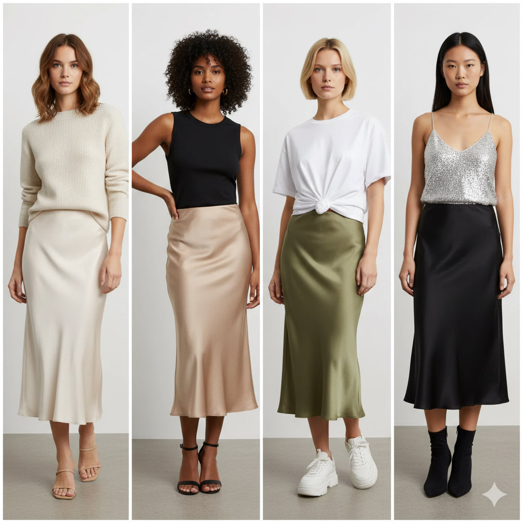 Midi Slip Skirt Fish tail Korean style