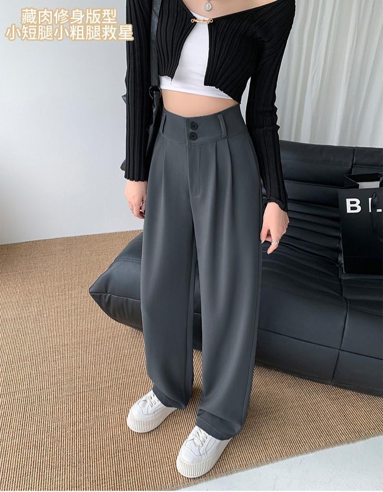 WIDE LEG HIGH WAISTE DOUBLE BUTTON PANTS