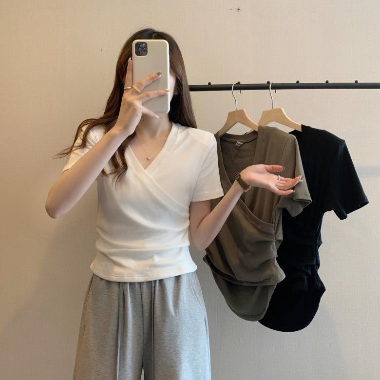 The 'Effortless Cinch' V-Neck Wrap Top: Essential Core Knit