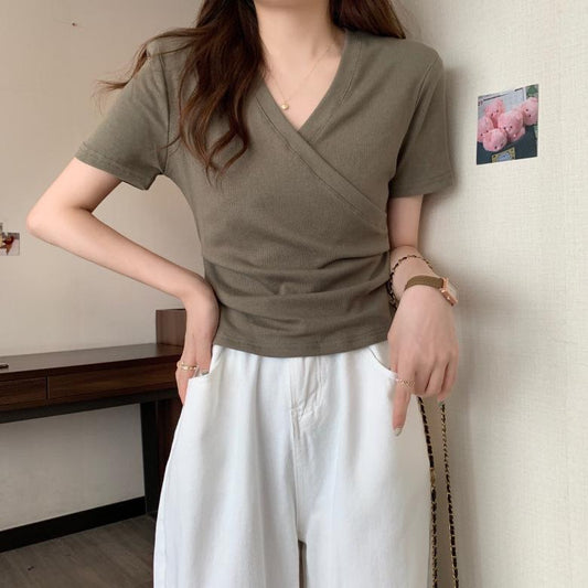 The 'Effortless Cinch' V-Neck Wrap Top: Essential Core Knit