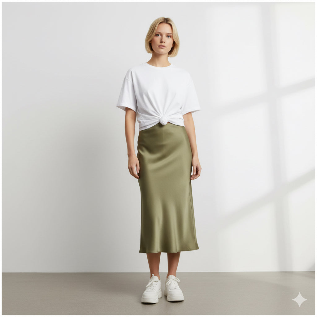 Midi Slip Skirt Fish tail Korean style