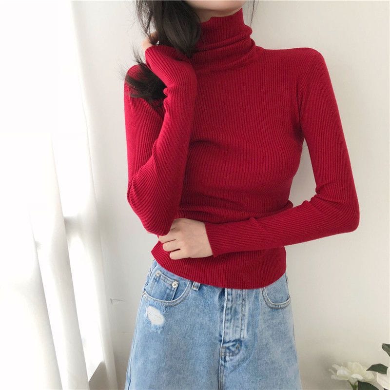 Women High neck full sleeves knitted Blouse/Top