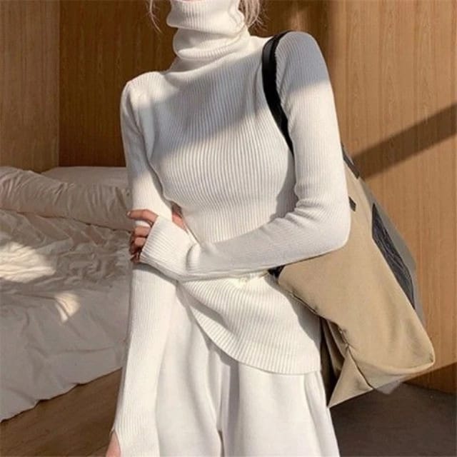 Women High neck full sleeves knitted Blouse/Top