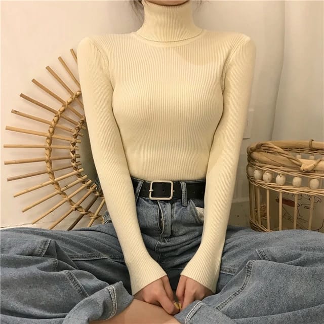 Women High neck full sleeves knitted Blouse/Top