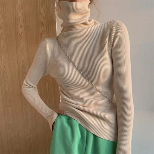 Women High neck full sleeves knitted Blouse/Top