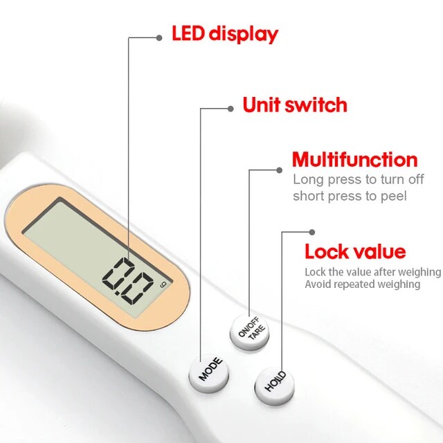 Portable LCD Digital Kitchen Scale Measuring Spoon Coffee Sugar Gram Electronic Spoon Weight Volumn Food Scale