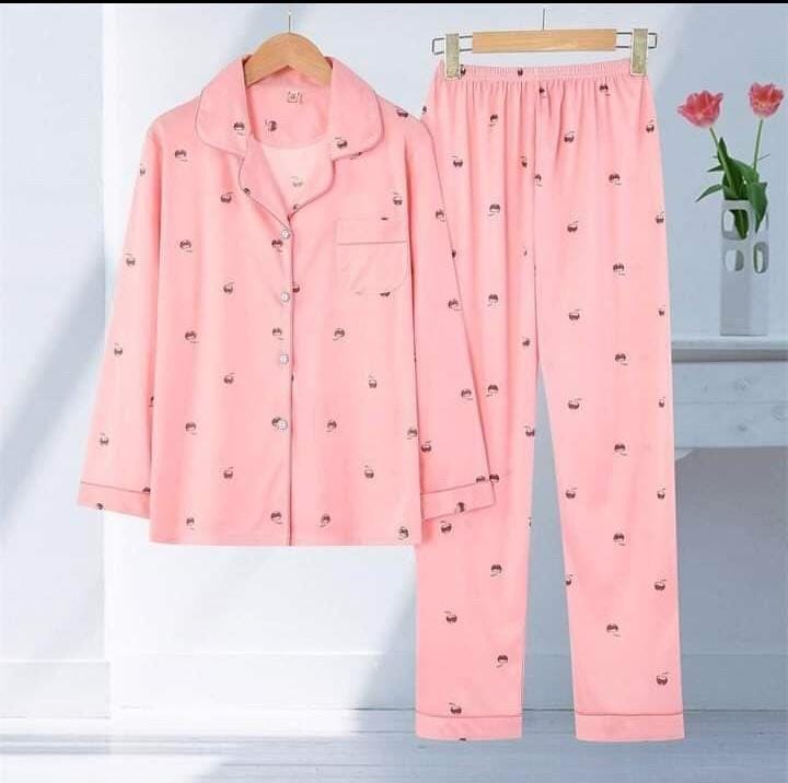 Thin Womens Pajamas Spring and Autumn Short-Sleeved Trousers Two-Piece Suit Button Down Nightwear Soft Pj Sets