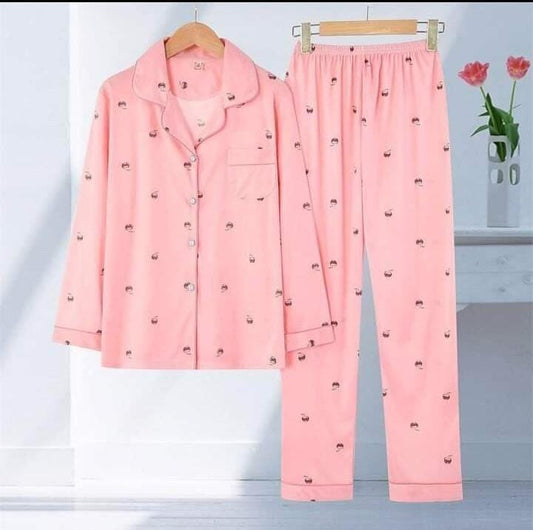 Thin Womens Pajamas Spring and Autumn Short-Sleeved Trousers Two-Piece Suit Button Down Nightwear Soft Pj Sets