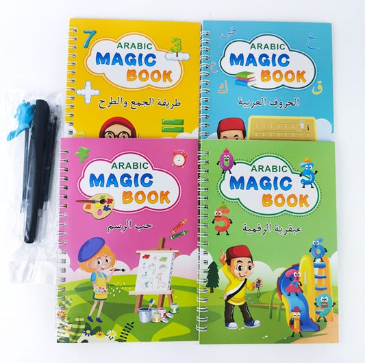 Magic Practice Copybook for Kids - Calligraphy Workbook Set That Can Be Reused,Reusable Tracing Workbook for Preschoolers Kids Ages 3-6 Letter Writing Drawing Mathematics Hand Lettering