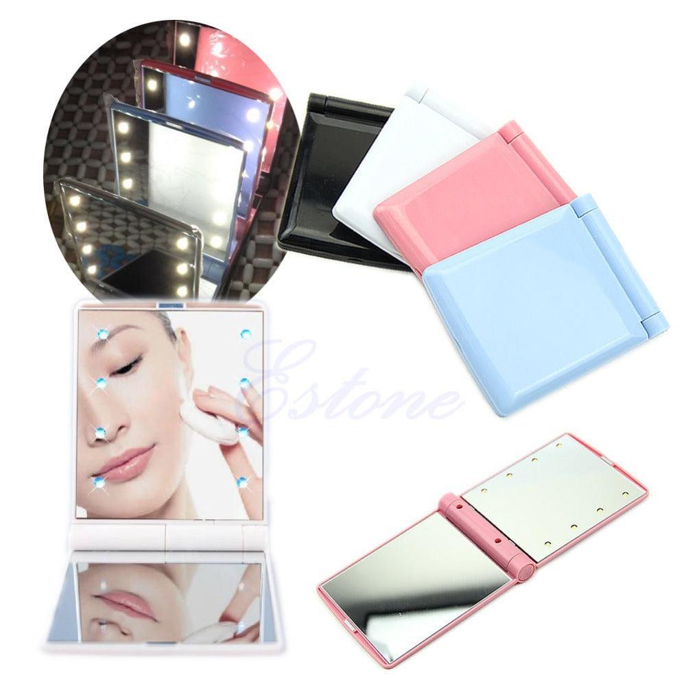 Flip Cover Makeup Mirror Fill Light Mirror Handhold for Outdoor Travel