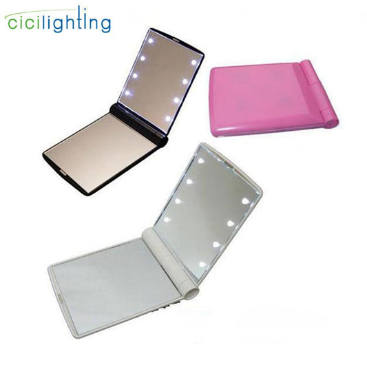 Flip Cover Makeup Mirror Fill Light Mirror Handhold for Outdoor Travel