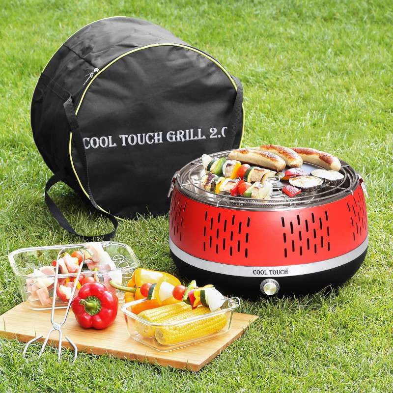 Products Smokeless Charcoal Grill Portable BBQ with Fan for Fast Heat Outdoor Indoor Tabletop Small Charcoal Barbecue Non Stick Round BBQ Grill for Camping Picnics Party