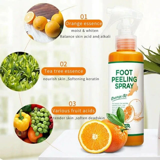 Foot Peel Spray, Foot Peeling Spray Orange Oil, Remove Dead Skin within Seconds, Hydrating Nourish Peel off Spray, Exfoliating Peeling & Calluses on Feet