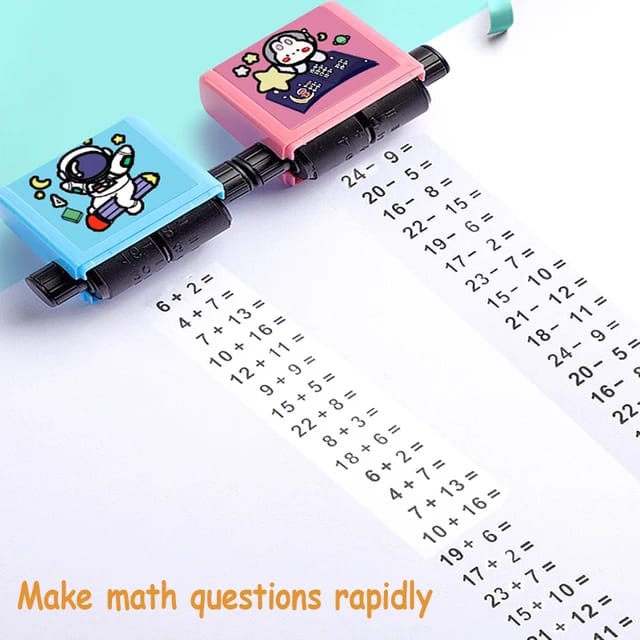 Maths Stamp Roller, Roller Digital Educational Stamp 2 Pieces Maths Educational Toy Stamp, 2 in 1 Computational Math Educational Toy Stamp for Preschool Nursery Home School