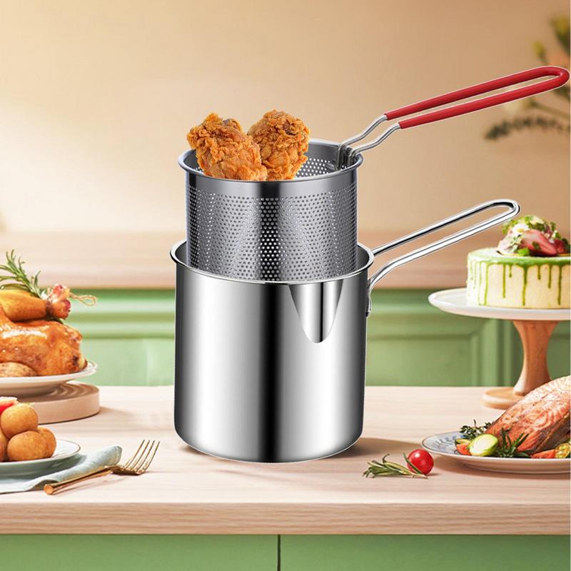 Multipurpose Deep Frying Pot Thick Nonstick Large Capacity Kitchenware Stainless Steel Cooking Pot for Kitchen Camping Picnic Frying Cooking