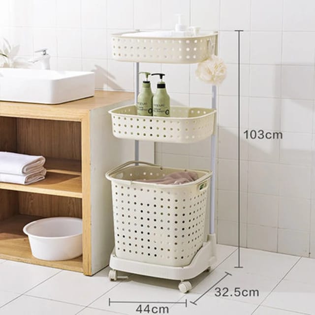 Laundry basket trolley Laundry Basket With Wheels，bathroom Shelf With Removable Hamper，Large Capacity，durable Laundry Baskets (Color : Pink, Size : 2-tier)