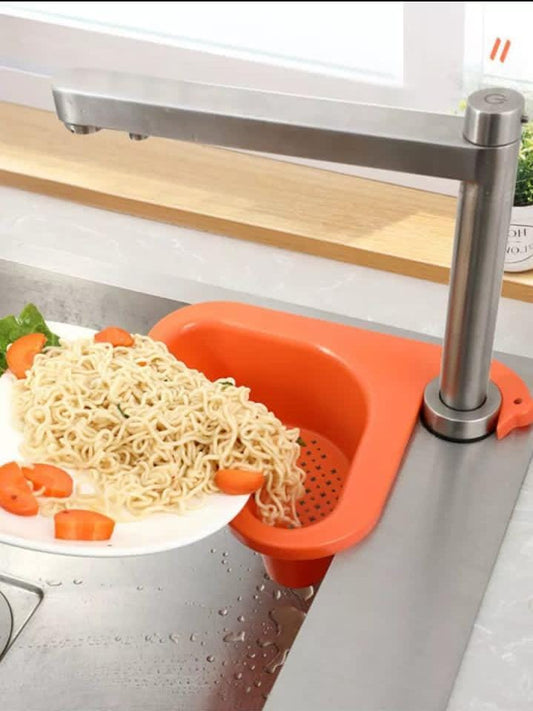 Food Catcher Sink, Corner Hanging Kitchen Sink Strainer Basket, Sponge Included, Multipurpose Leftover Soup Filter Storage Rack in Kitchen Sink, Drain Shelf for Food Catcher