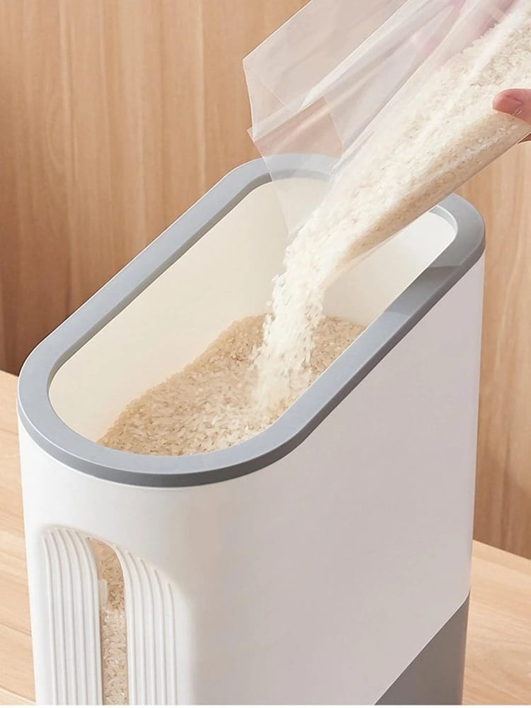 Rice Dispenser | Cereal Dispenser with Rice Bucket Waterproof - Cereal Dispenser Bucket Household Cereal Organizer with Time Pointer Measuring Cup