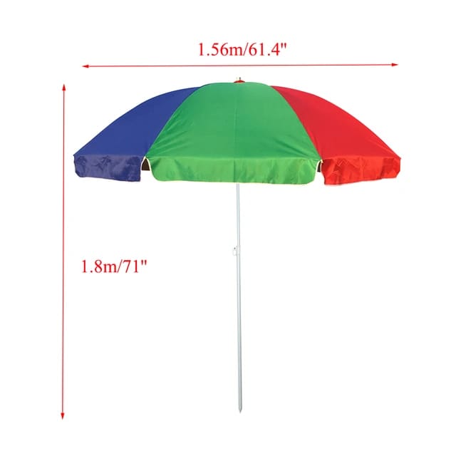  Outdoor Parasol Garden Sunshade - Multi Color Beach Parasol Against Sun and Rain - Lightweight & Easy to Carry - Ground Stand & Handle