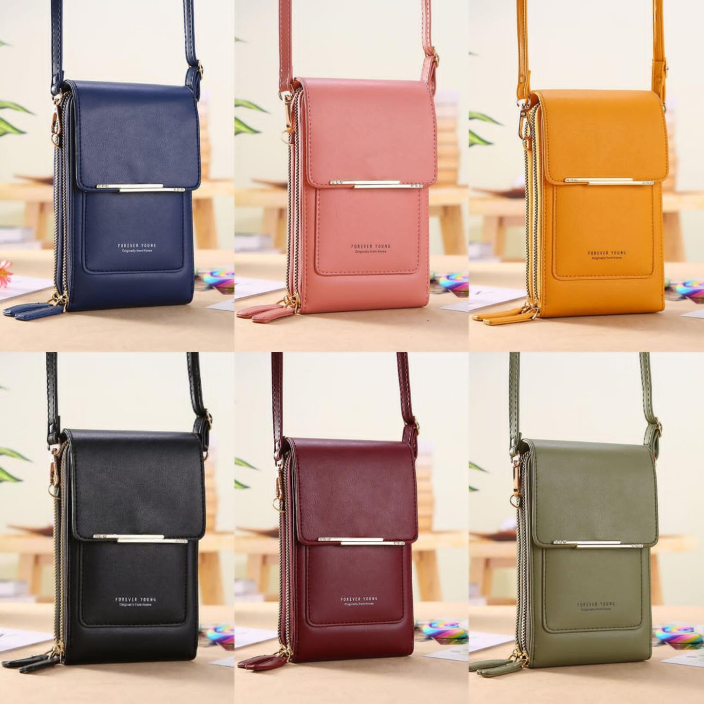 Crossbody Phone Bag for Women, Leather Handbags Mobile Phone Pouch with Long Strap Zips Card Slots, Small Cellphone Shoulder Bags Coin Purse Wallet Gifts for Girl