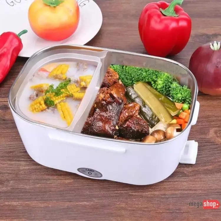 Electric Heated Box, Heated Lunch Box, 220 V 12 V, Removable Stainless Steel Lunch Box, 1.5 L, Airtight for Home, Car, Camping, Office, etc. Green