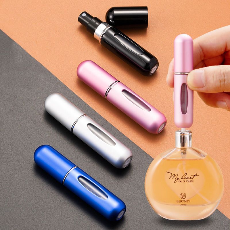 Pack of 4 Perfume Atomisers 5 ml Pocket Atomiser Refillable Perfume Travel Atomiser Mini Perfume Atomiser Empty Portable Atomiser Perfume Spray Bottle for On the Go Air Travel or Out