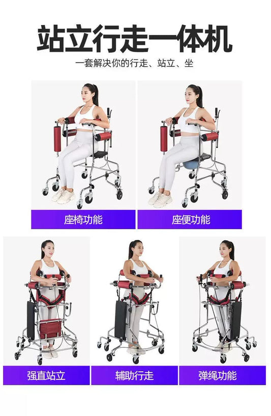 Seniors Rolling Walker Adult Walker, Elderly Rehabilitation Training for Stroke Hemiplegia Equipment Assist Lower Limb Walking Thicken Standing Frame - Easy to Assemble