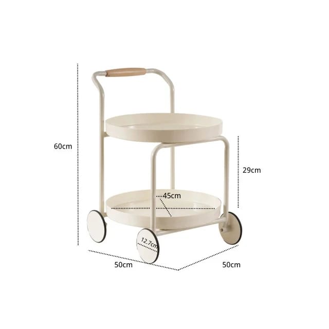 Open 2-Tier Storage Round Side Table with Wheels, Snack Table, End Side Table with Handle, for Bedroom, Balcony, Office, Kitchen, Toilet, Easy Assembly