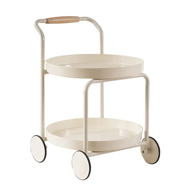 Open 2-Tier Storage Round Side Table with Wheels, Snack Table, End Side Table with Handle, for Bedroom, Balcony, Office, Kitchen, Toilet, Easy Assembly