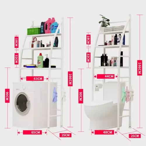 Over The Toilet Storage Shelf 2 Tier Shelf Toilet Washing Machine Rack Bathroom Space Saving Organizer Shelf Toilet