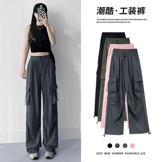 High-Waisted, Wide-Leg Cargo Trousers