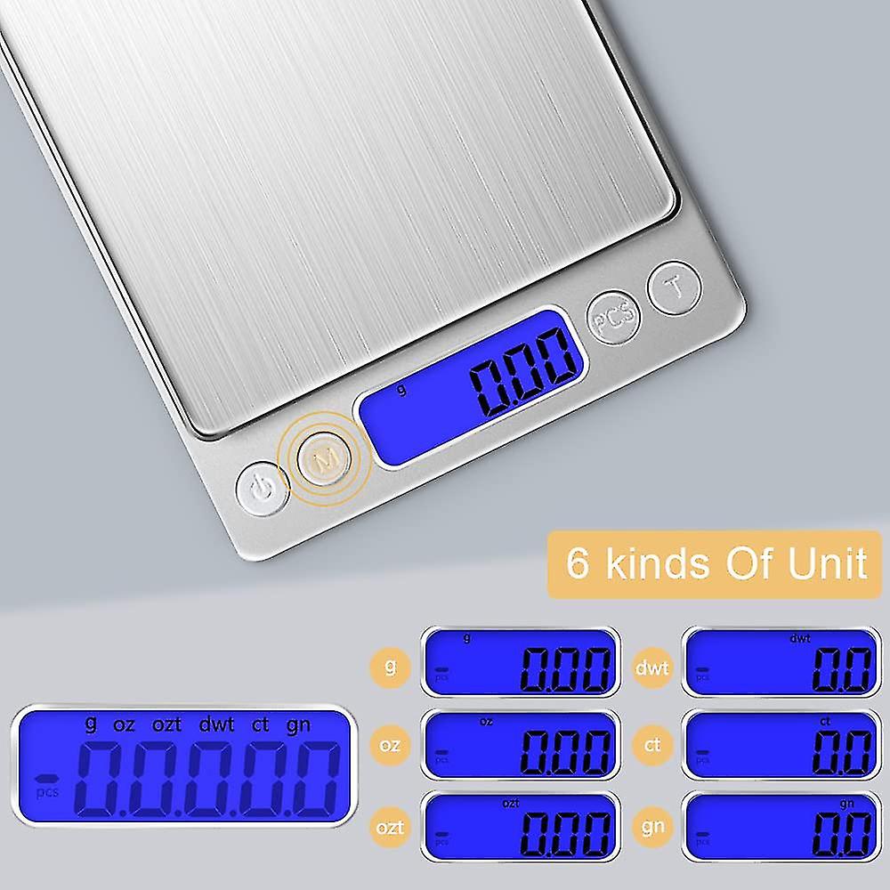 Digital Pocket Scale, [500g/0.01g] Diyife High Precision Electronic Food Scale with Tray, Tare and PCS Features, Portale Kitchen Scale with LCD Display Stainless Steel for Food, Jewelry, Medicine