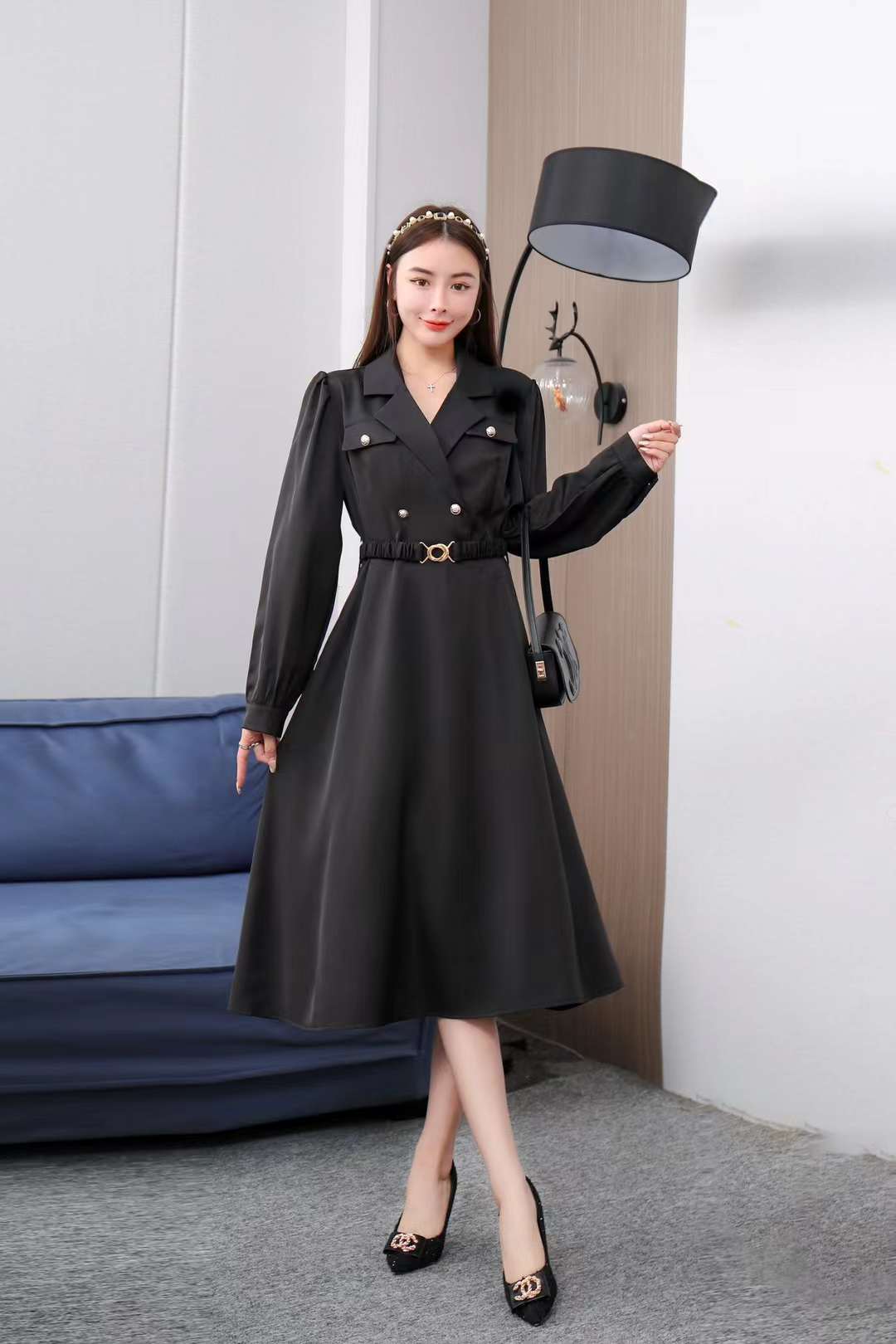 Elegant Long Sleeve Casual  Spring Fall Dresses Women Ladies