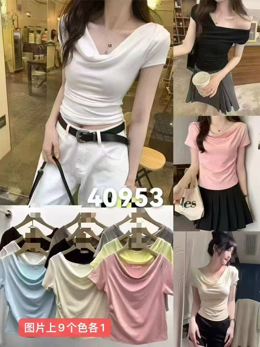 short-sleeved cropped shirt