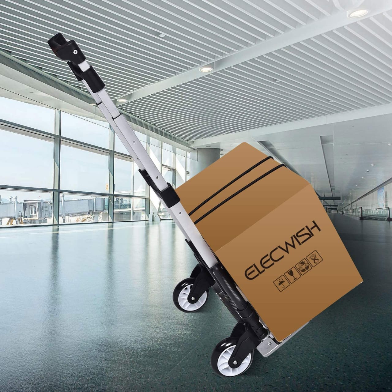 Xcellent Global Folding Luggage Cart, Compact Lightweight and Durable Aluminum Alloy Travel Trolley 40kg/88lbs Load Capacity for Luggage, Personal, Travel, Moving and Office Use