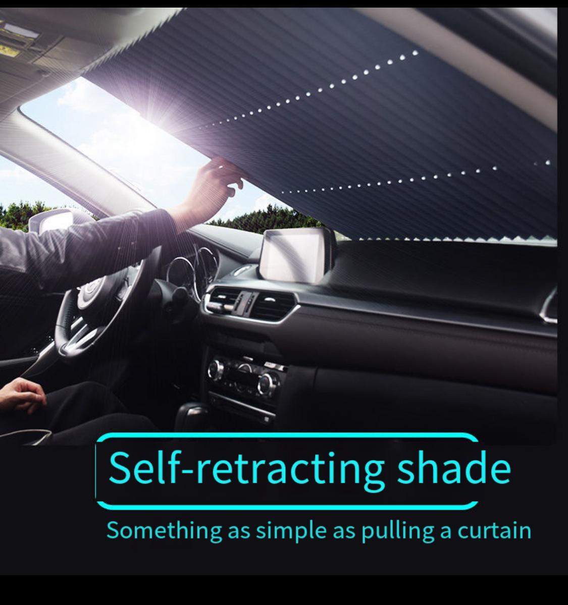 Retractable Windshield Sun Shade for Car, Double Suction Cups for Durable Suction Power,