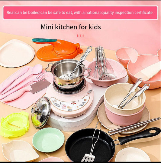 2022 New Play House Toys Birthday Gift Mini Kitchen Real Cooking Small Kitchen Utensils Children Learn To Cook Early Education