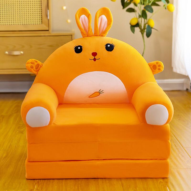 MOCOHANA Plush Foldable Kids Sofa Backrest Chair Children's Flip Open Sofa Bed Kids Upholstered Foam Chair Toddler Recliner Cute Cartoon Toddler Armchair for Living Room Bedroom