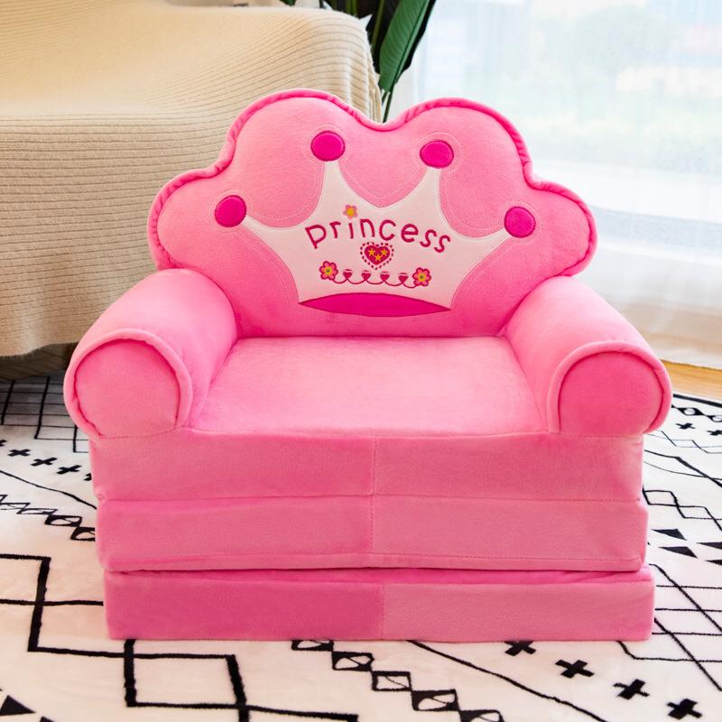 MOCOHANA Plush Foldable Kids Sofa Backrest Chair Children's Flip Open Sofa Bed Kids Upholstered Foam Chair Toddler Recliner Cute Cartoon Toddler Armchair for Living Room Bedroom