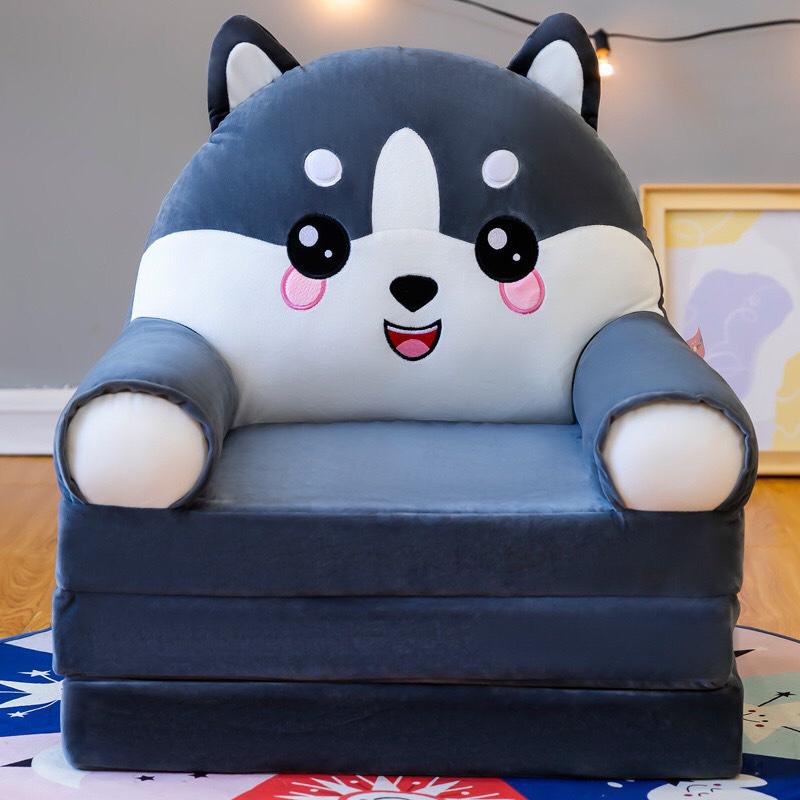 MOCOHANA Plush Foldable Kids Sofa Backrest Chair Children's Flip Open Sofa Bed Kids Upholstered Foam Chair Toddler Recliner Cute Cartoon Toddler Armchair for Living Room Bedroom