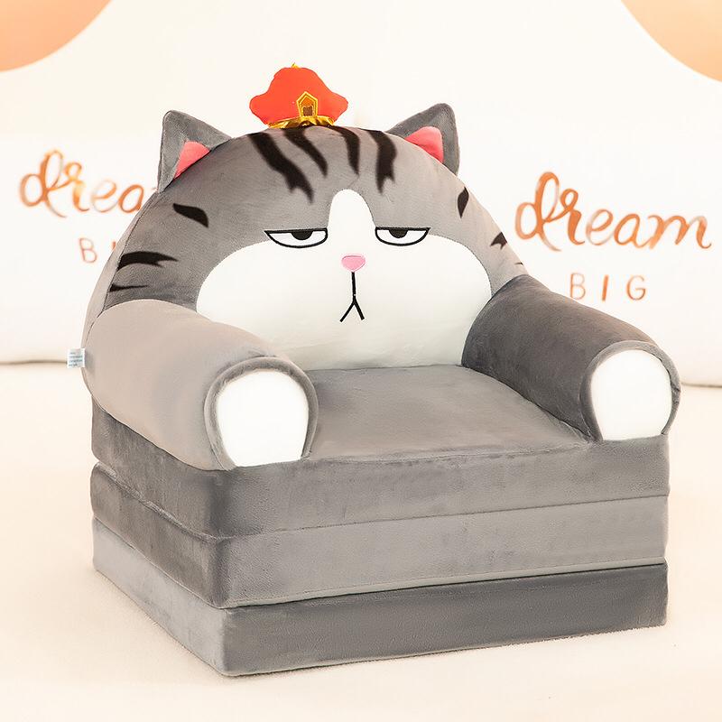 MOCOHANA Plush Foldable Kids Sofa Backrest Chair Children's Flip Open Sofa Bed Kids Upholstered Foam Chair Toddler Recliner Cute Cartoon Toddler Armchair for Living Room Bedroom