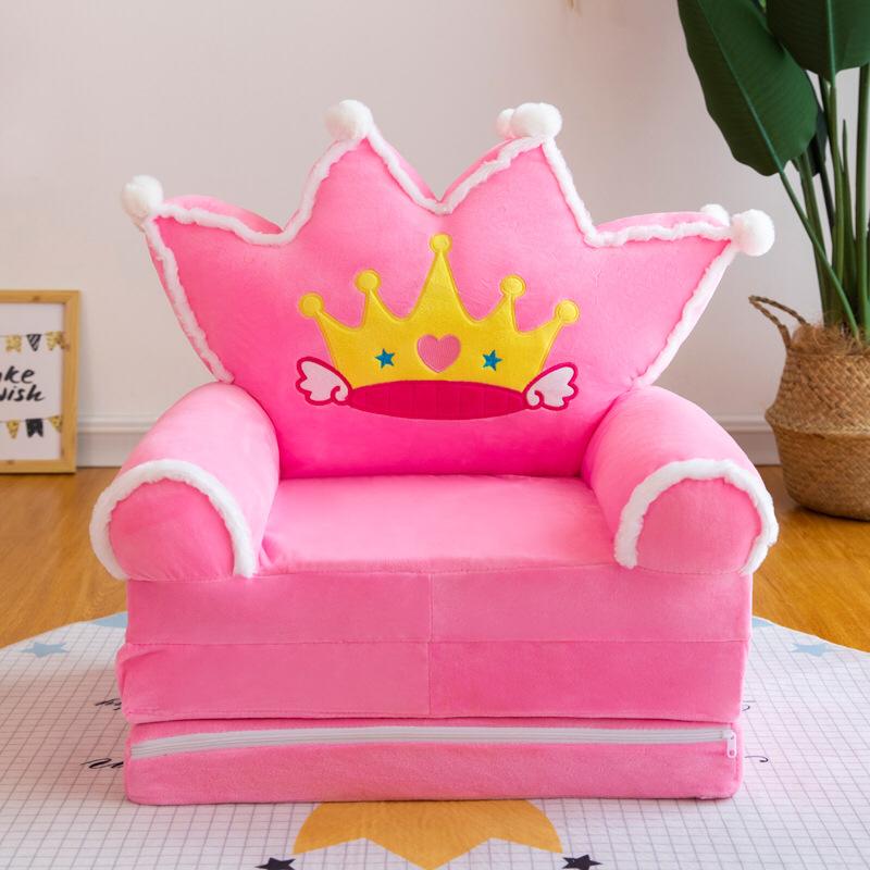 MOCOHANA Plush Foldable Kids Sofa Backrest Chair Children's Flip Open Sofa Bed Kids Upholstered Foam Chair Toddler Recliner Cute Cartoon Toddler Armchair for Living Room Bedroom