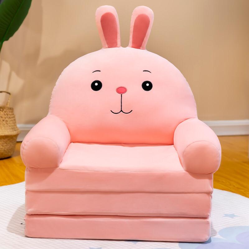 MOCOHANA Plush Foldable Kids Sofa Backrest Chair Children's Flip Open Sofa Bed Kids Upholstered Foam Chair Toddler Recliner Cute Cartoon Toddler Armchair for Living Room Bedroom