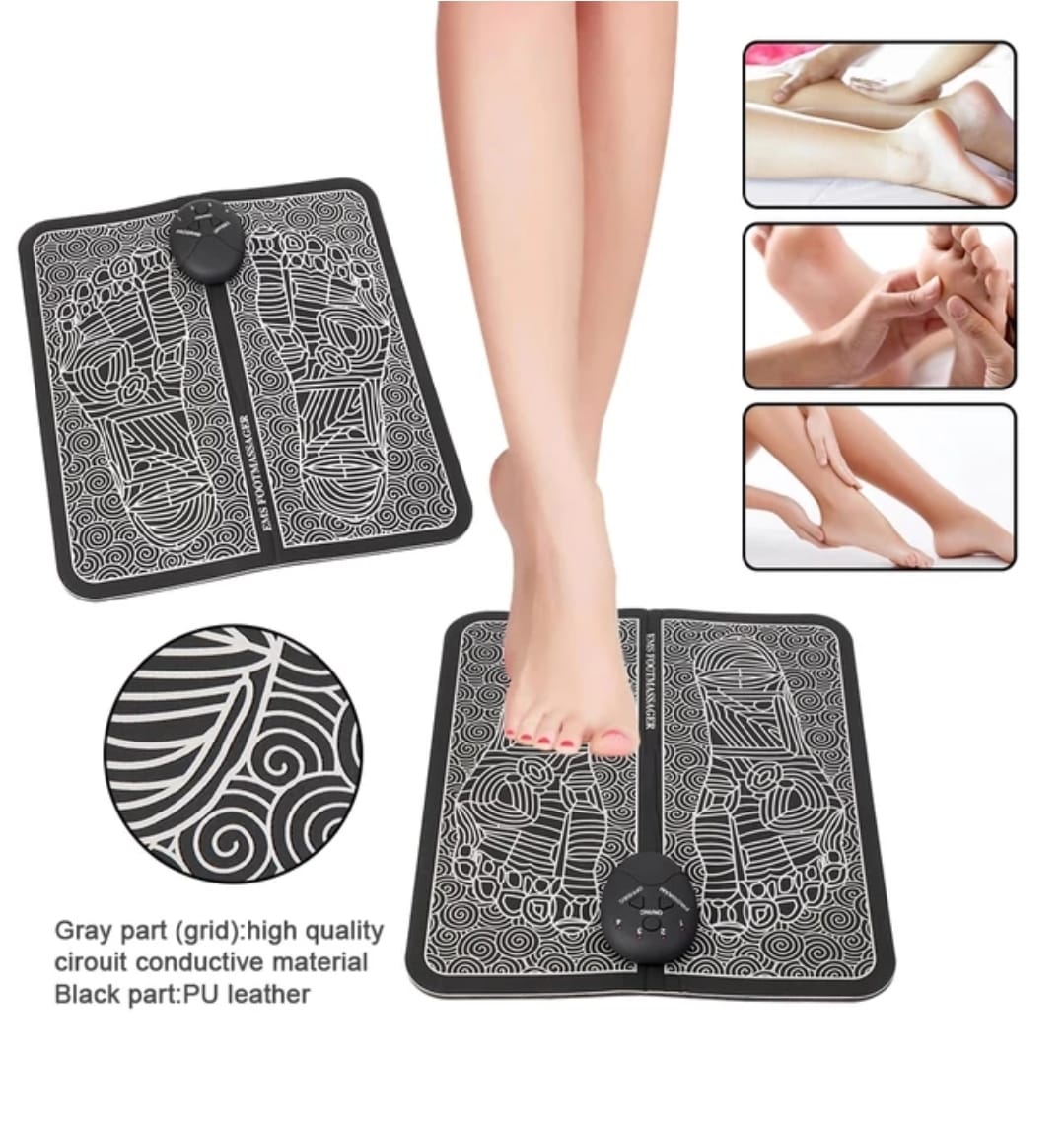 EMS Electric Foot Stimulator Massager, Folding Portable Electric Massage Mat, Full Automatic Massage Foot Circulation Massager Body Machine for Men Women 6 Modes 9 Intensity Levels(Battery Model)