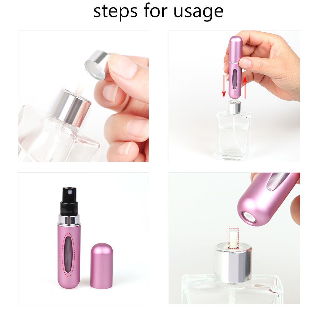  Mini Perfume Refillable Travel Atomizer, Portable Perfume Spray Bottle, Travel Perfume Scent Pump Case Fragrance Empty Spray Bottle for Traveling and Outgoing (5 Pack, 5ml) (5 Pcs)