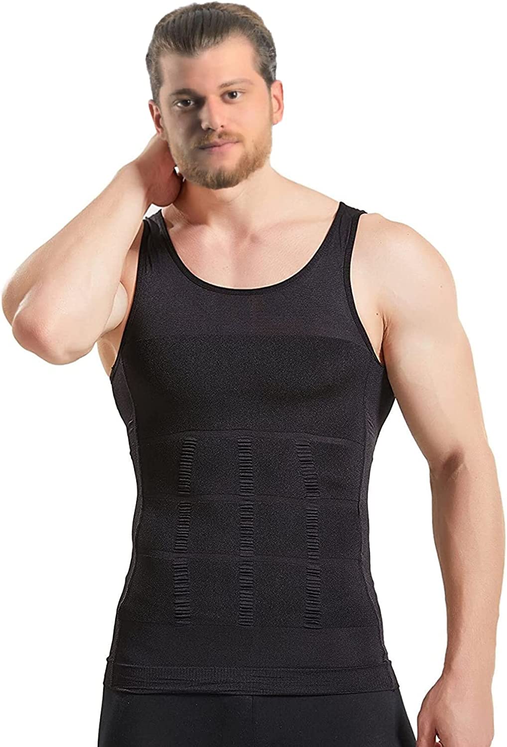 Mens Compression Shirt Slimming Undershirt Shapewear Body Shaper Chest Compression Tummy Control Tank Top