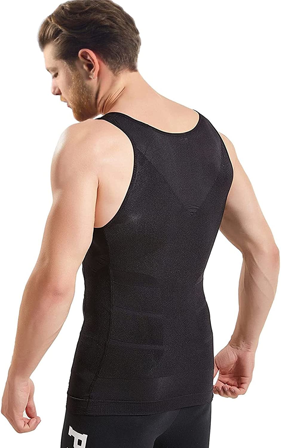 Mens Compression Shirt Slimming Undershirt Shapewear Body Shaper Chest Compression Tummy Control Tank Top