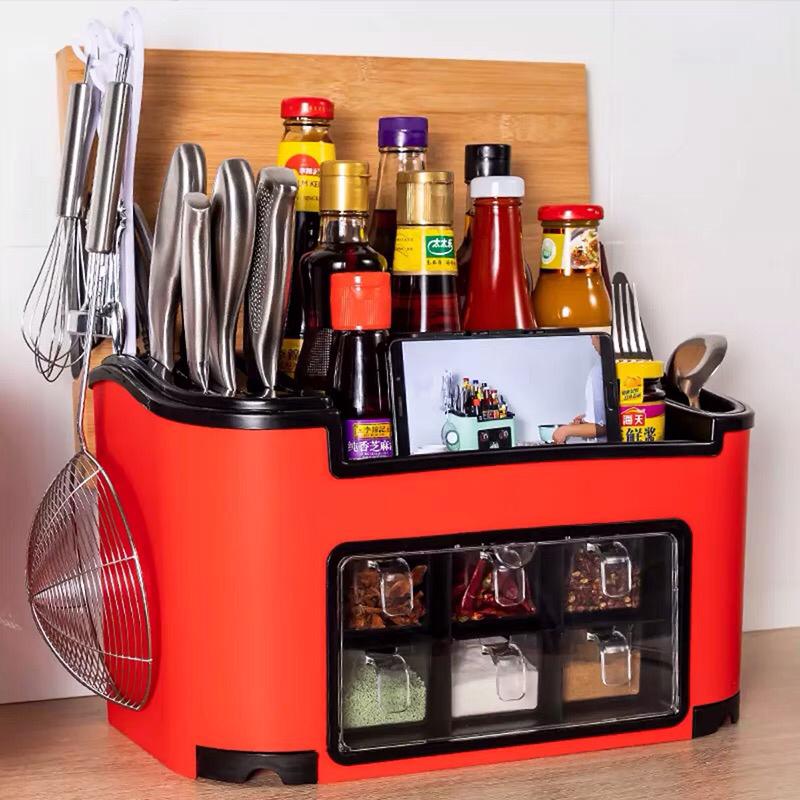 Klaxon Multifunction Kitchen Storage Rack - Spice Rack, Knife Block, Spoon Holder, Oil Containe